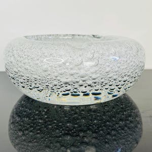 Murano Art Glass Ashtray with Controlled Bubbles & Opalescent Top – Made in Italy