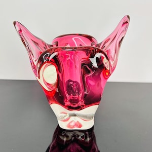 Vintage Vase Pink Glass Czechoslovakia 1970s Chribska Glassworks – Mid Century Modern Retro Collectible