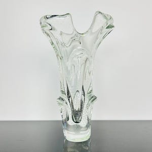 Vintage Czechoslovakia Bubble Glass Vase SODA | Mstisov Art Glass Mid Century Modern Tall 28cm