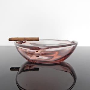Rudolf Jurnikl Art Deco Ruby Glass Ashtray | Mstisov Czechoslovakia 1960s | Czech Bohemian Crystal