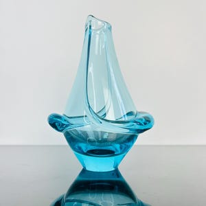 Oceanit Blue Art Glass Vase - Miloslav Klinger - Mid Century Modern Czech Design