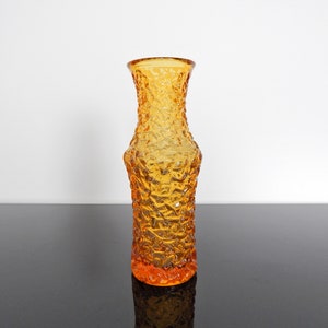 Vintage Honey Glass Vase by Vaclav Hanus Harrachov Czechoslovakia Art Bohemian Retro Design 1960s