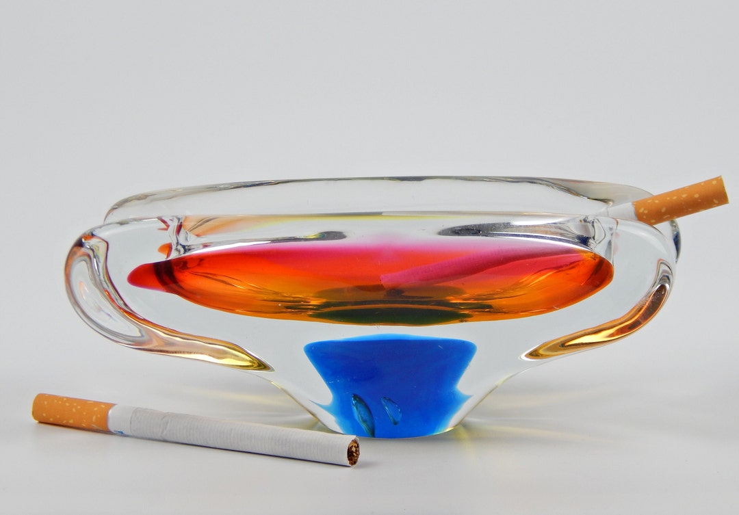 ASHTRAY DECO Style Glass Spectrum of Colors Designed by European Author