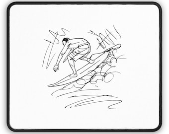 Sketch Surf Mouse Pad - Minimal Surf Motion Desk Decor