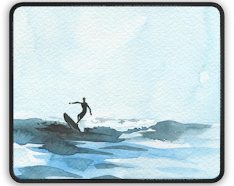 Watercolor Surf Mouse Pad - Calm Ocean Desk Decor