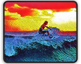 Sunset Wave Surf Mouse Pad - Ocean Energy Desk Decor
