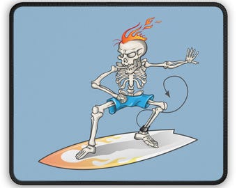 Skeleton Surf Mouse Pad - Fun Surf Lifestyle Desk Decor