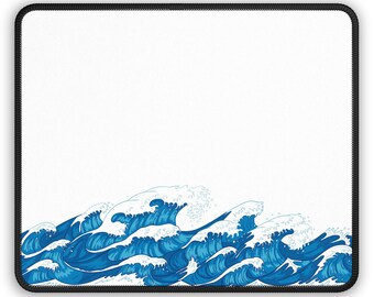 Ocean Waves Mouse Pad - Minimal Coastal Desk Decor