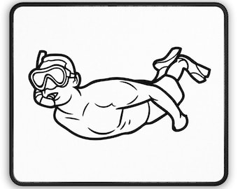 Diving Line Art Mouse Pad - Playful Ocean Lifestyle Desk Decor