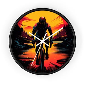 Cycling Wall Clock, Bike Enthusiast Gift, Bicycle Night Light Decor, Unique Cycling Lover Present, Sports Clock