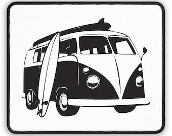 Surf Van Line Art Mouse Pad - Minimal Coastal Lifestyle Desk Decor
