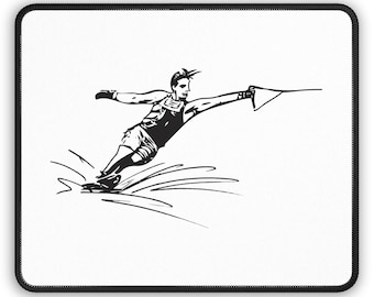 Water Ski Line Art Mouse Pad - Minimal Ocean Motion Desk Decor