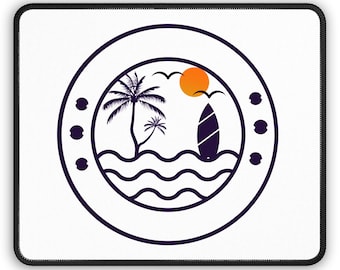 Surf Symbol Mouse Pad - Minimal Ocean Lifestyle Desk Decor