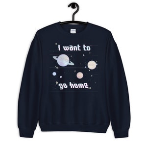 Vaporwave Retro Glitch Effect At Home Among the Stars Space Lover Sweatshirt