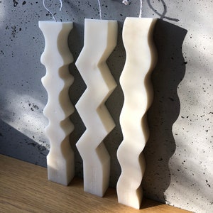 Pillar Candle Mould | Soy Wax | Silicone Mold | Wave Zigzag Geometry Shapes | DIY Crafting | Homemade | Making Candles | Crafts | UK Stock
