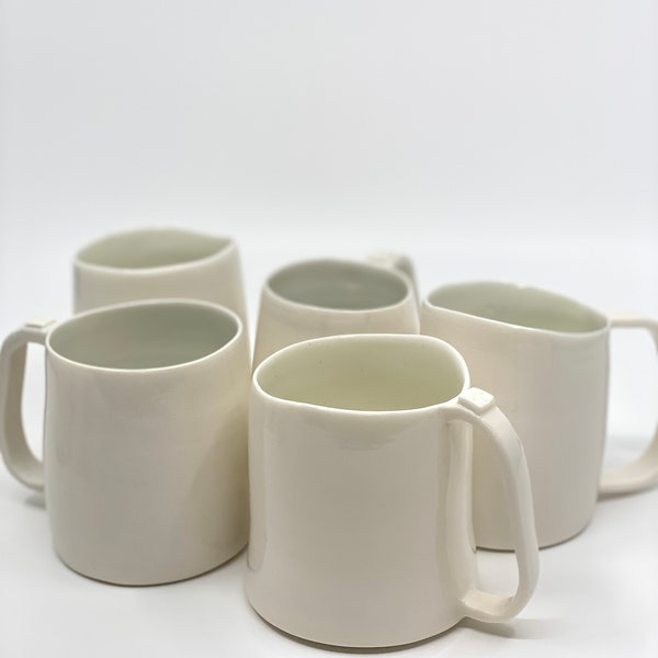 Porcelain Cups AKEMI Collection White Gloss | Coffee Tea Cup Set | Tableware Crockery | Handmade Glazed Ceramic Pottery