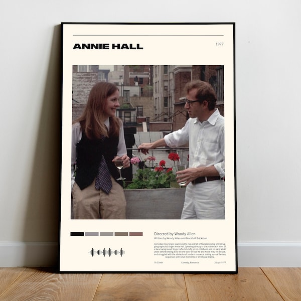 Annie Hall / Woody Allen / Digitaler Download Minimalistisches Filmplakat (A4/A3/A2/24x36" etc.) - Vintage Retro-Kunst, Wandkunst, Soundtrack