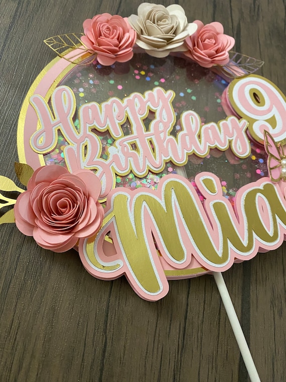 Cake Topper Floral Con Shaker/ Topper De Pastel De Flores / Etsy