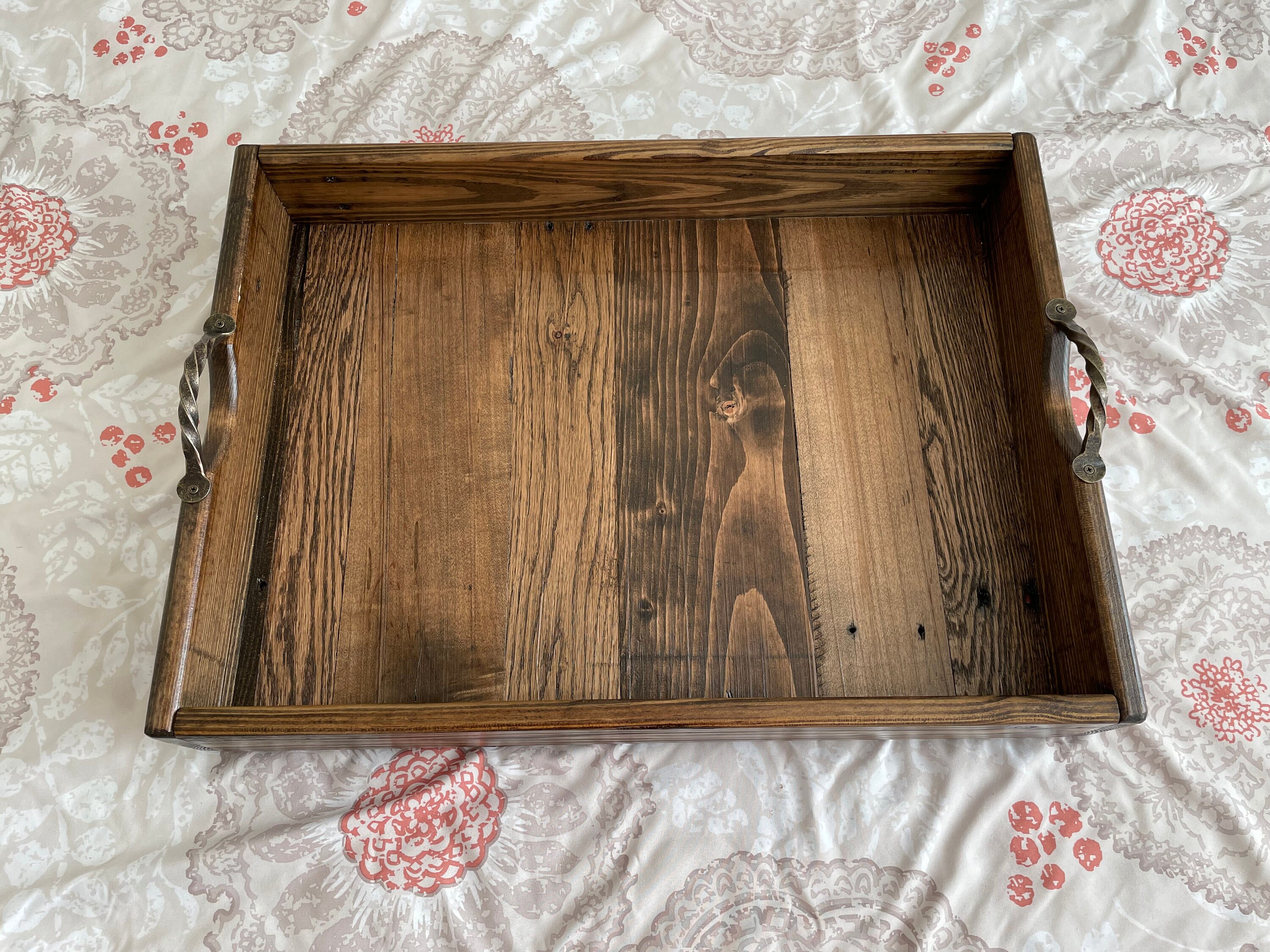 Trays Rustic Wood Serving Tray for Ottoman Gray Stain 13.5x23.5 Patio