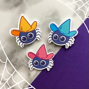 Cute Witch Spider Stickers, Waterproof matte and glossy vinyl sticker, witchy things, Halloween sticker, waterproof sticker