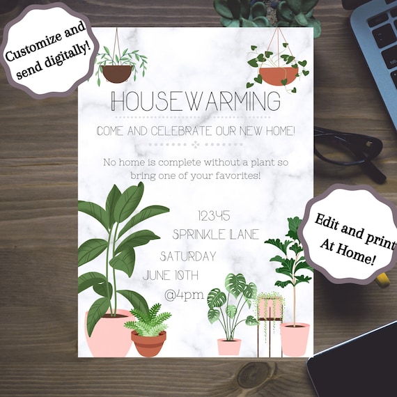 Housewarming Party Downloadable Editable With Plants - Etsy