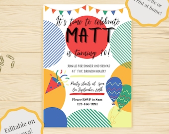 Fun Colorful Birthday Invitation Template