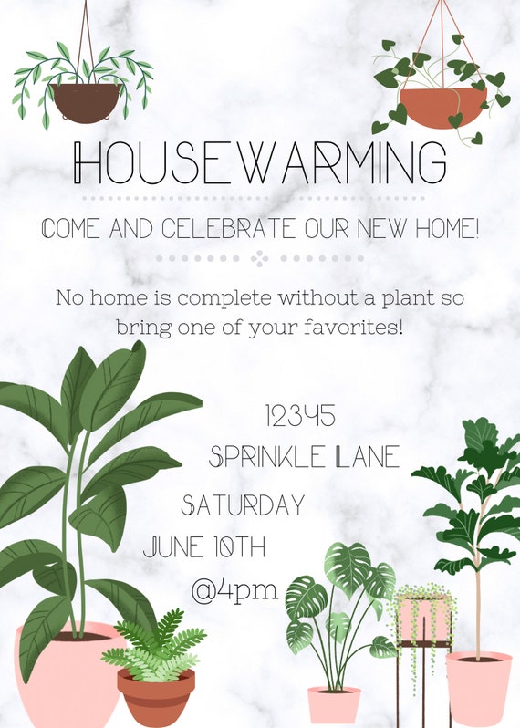 Housewarming Party Downloadable Editable With Plants - Etsy