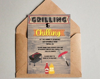 Grilling and Chilling BBQ Invitation Summer Fun Template Downloadable Canva