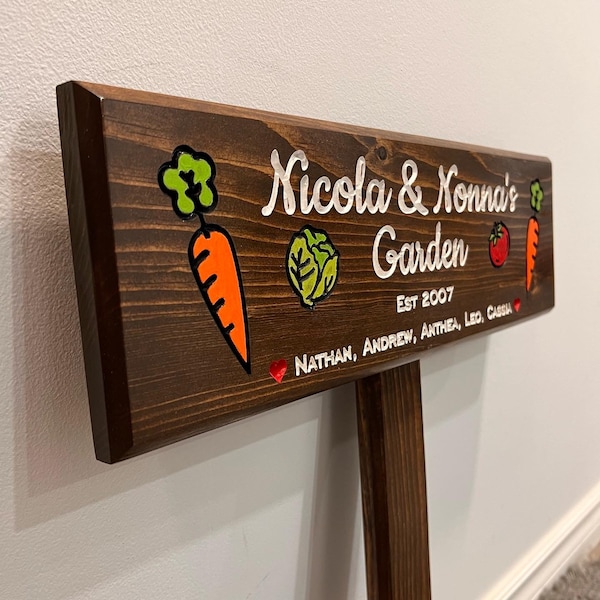 Custom Garden Sign, Personalized Garden Marker, Vegetable Stake Sign, Yard and Patio Decor (Stake included)