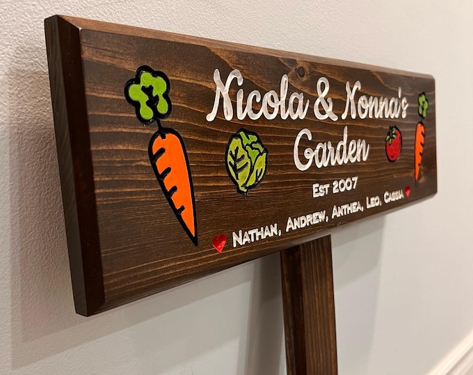 Custom Garden Sign, Personalized Garden Marker, Vegetable Stake Sign, Yard and Patio Decor (Stake included)