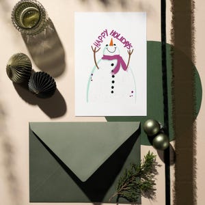 Ultimo minuto! Download facile*Stampa a casa Biglietto di auguri di Natale digitale. Illustrazione originale di Babbo Natale.
