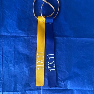2 Twobie Tags (personalized ribbons in pairs, one tail option)