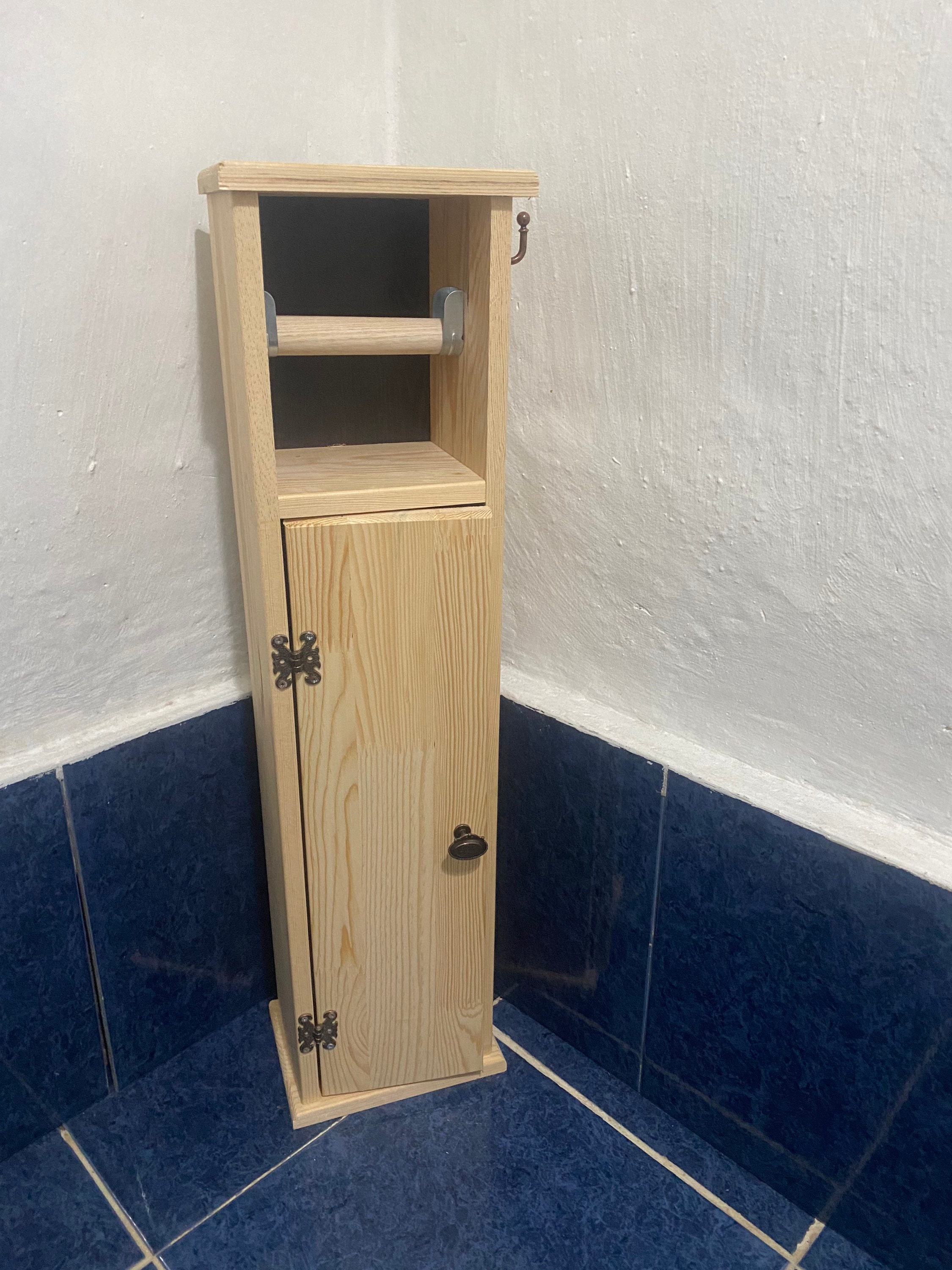 Toilet Paper Holder Wooden Shelf Wc Bathroom Wooden Etsy