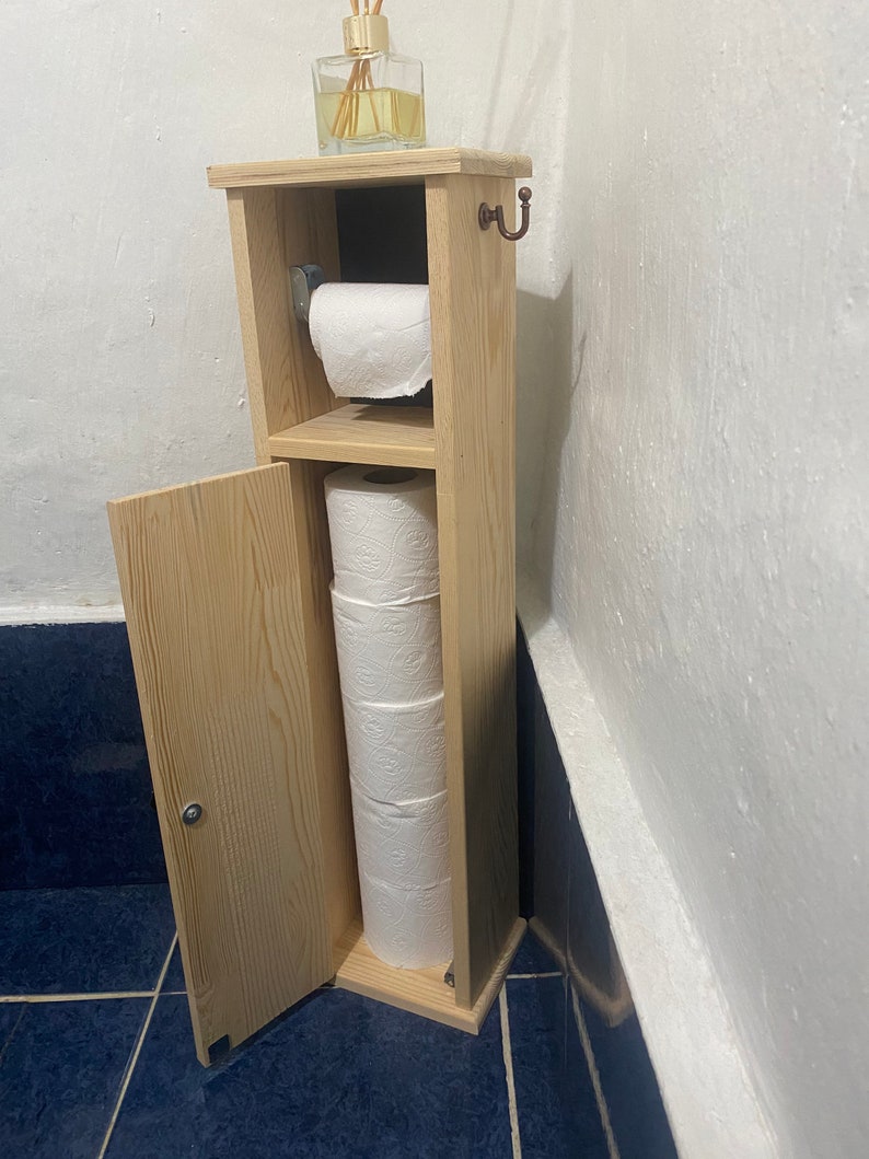 Toilet Paper Holder Wooden Shelf Wc Bathroom Wooden Etsy