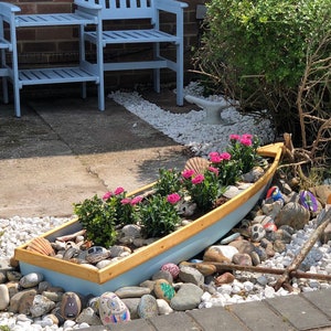 Large Boat Planter, Personalised, Plant/Flower Pot, Garden, Pond,  Home ornament, Homemade, Nautical, Unique, Birthday gift.