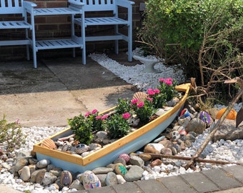 Large Boat Planter, Personalised, Plant/Flower Pot, Garden, Pond,  Home ornament, Homemade, Nautical, Unique, Birthday gift.