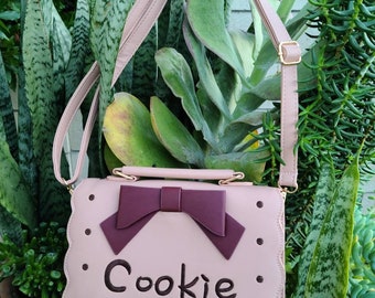 Cookie Bow Adjustable strap crossbody shoulder bag, Kawaii Purse, Cute gift