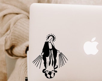 Our Lady of Grace Marian Apparition Catholic Decal Sticker for Car Laptop Blessed Virgin Mary BVM Water Bottle Sticker FIAT