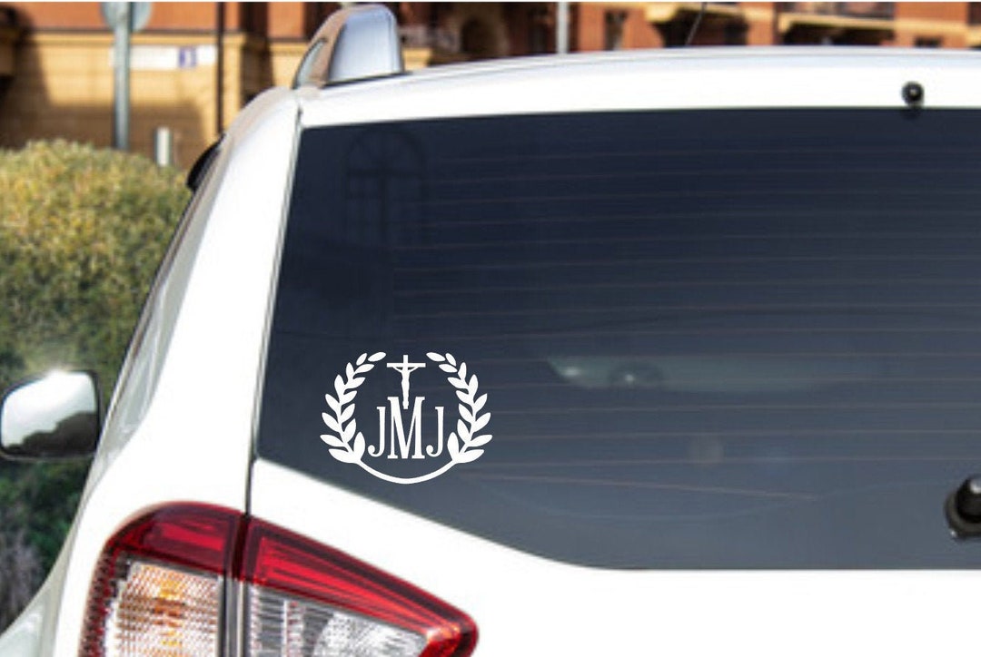 JMJ Decal Catholic Sticker Jesus Mary Joseph Confirmation Gift Car ...