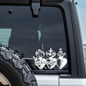 Consagración a los Tres Corazones Calcomanía católica para autos Sagrado Corazón de Jesús Inmaculado Corazón María Casto Corazón Año de San José Novena de 54 días