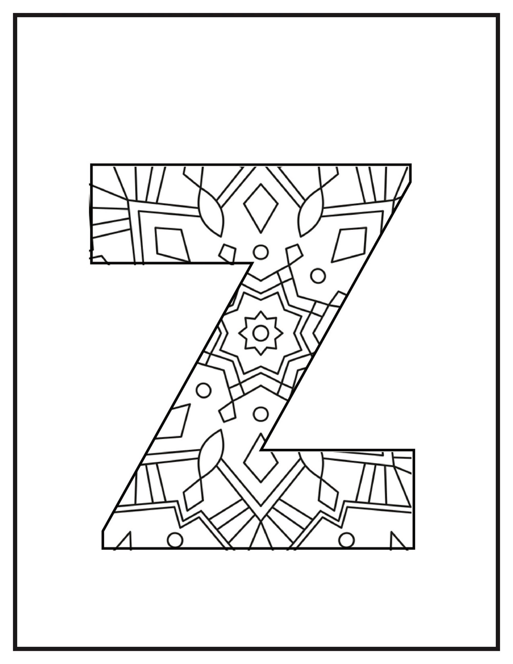 Kids Coloring Pages. Alphabet Zentangle Capital Letters | Etsy