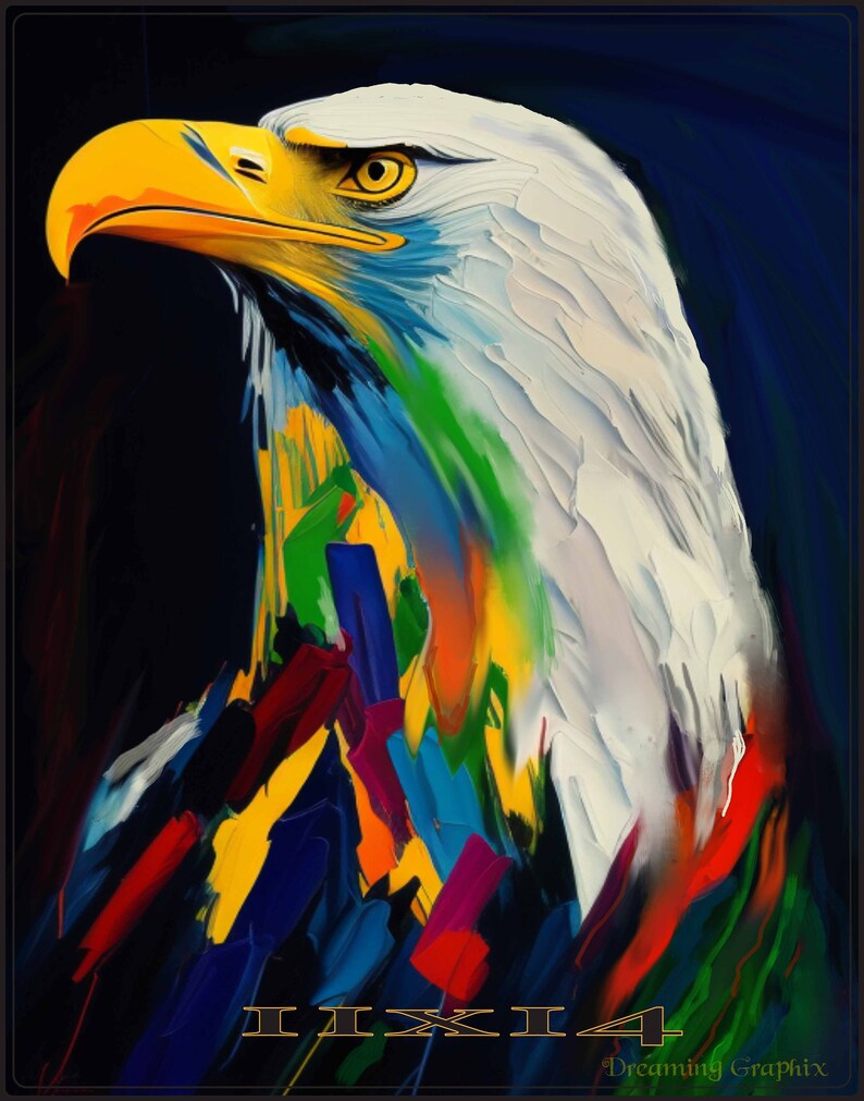 Colorful Eagle Oil Painting Print – Majestic Wall Art (digital Download ...