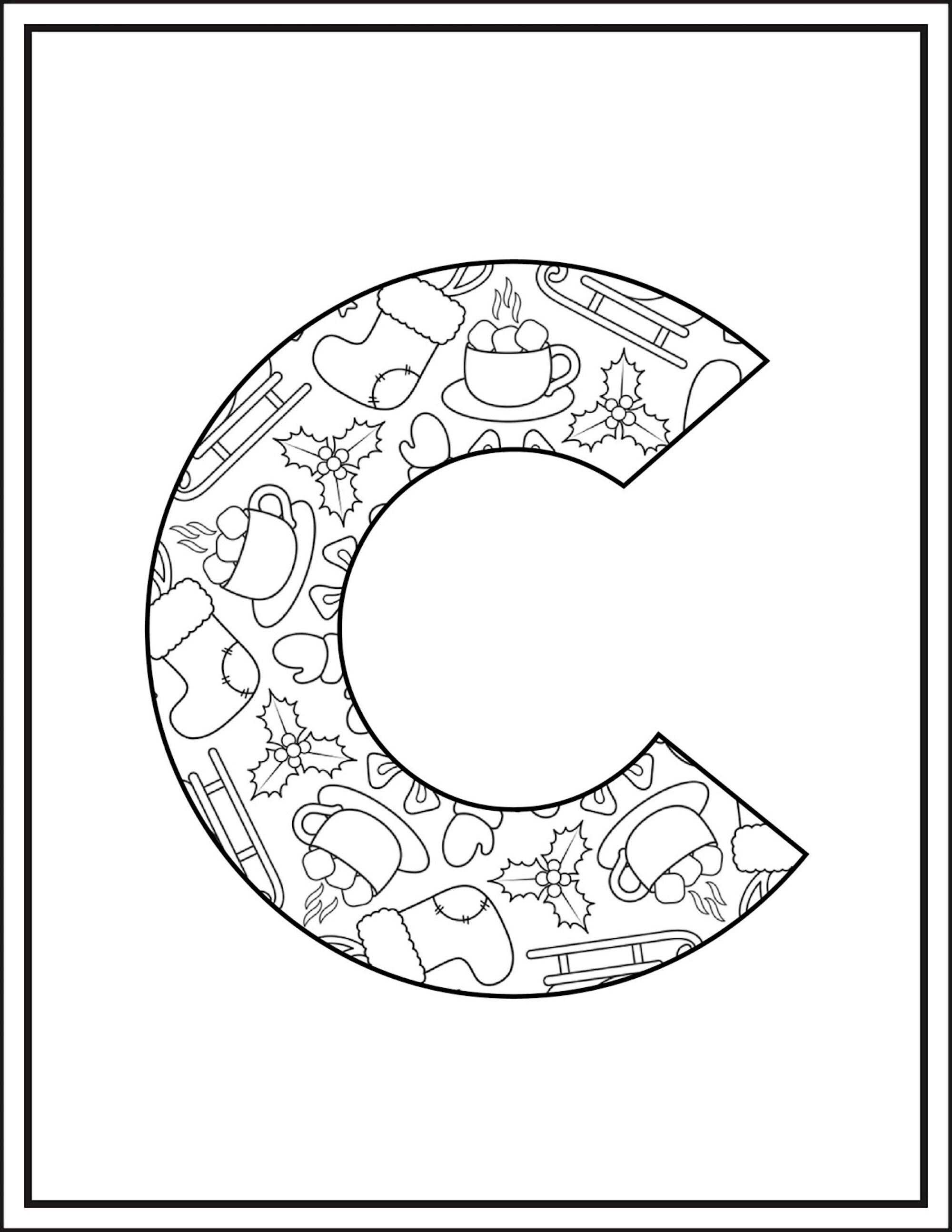 Zentangle Alphabet Letters Coloring Page