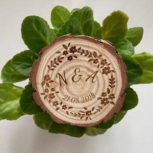 Segnaposto decorazione matrimonio anniversario in legno personalizzato con nomi/iniziali e data- regalo personalizzato - bomboniere - tag