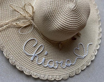 Chapeau de paille personnalisé avec nom et couleur - cadeau personnalisé - Fête des mères - EVJF - anniversaire - cadeau