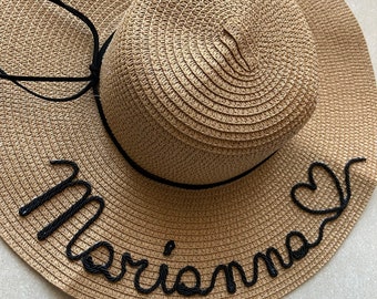 Sombrero de paja personalizado con nombre y color - regalo personalizado - Día de la Madre - despedida de soltera - cumpleaños - regalo