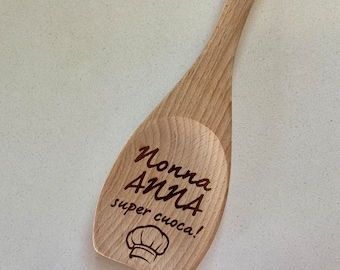 Mestolo spatola in legno personalizzato con nome- regalo personalizzato - cucina - festa nonni- mamma- papà- Natale