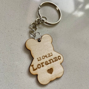 Portachiavi bomboniera in legno personalizzati con nome e data- regalo personalizzato - nascita- battesimo- bambini- bomboniere