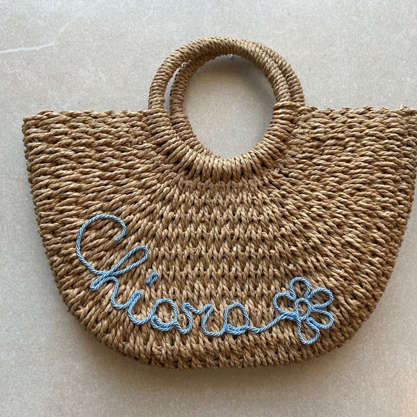 Borsa di paglia / Borsa mare personalizzata con nome - gift - festa della mamma - addio al nubilato - compleanno - mare