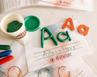 Alphabet Phonics Flashcards | Oversized ABC Cards | Jumbo Tracing Card | Play Dough Mats | Homeschool Preschool | Printable Digital Download